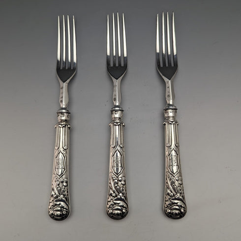 1830 年英國古董純銀手柄叉子 3 件套 John Rodgers & Sons